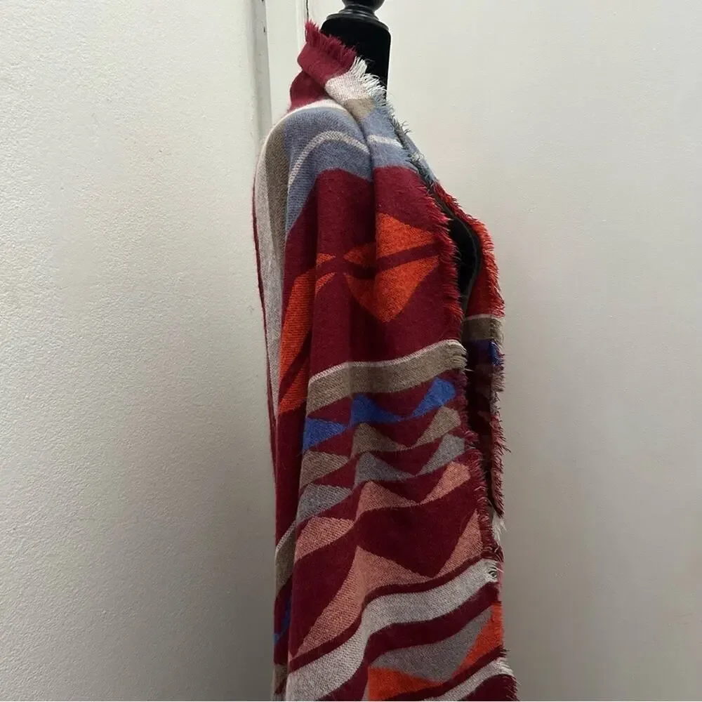 Southwestern Multicolored Cozy Wrap, Geometric Design, Perfect for Cool Nights